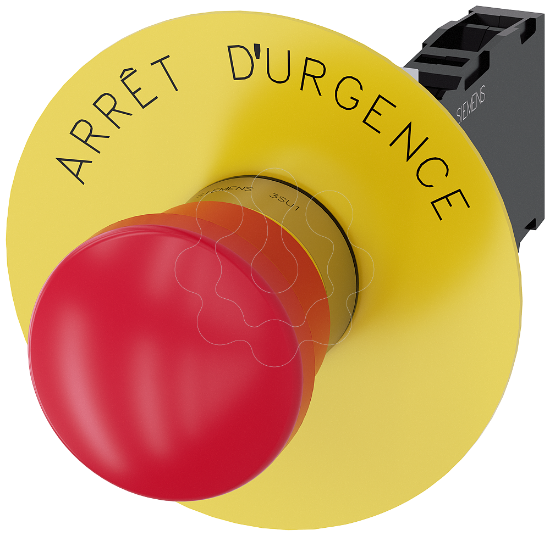 Imagem de Botao cogumelo paragem emergencia, 22mm, redondo, metal, brilhante, vermelho, 1NA+1NF