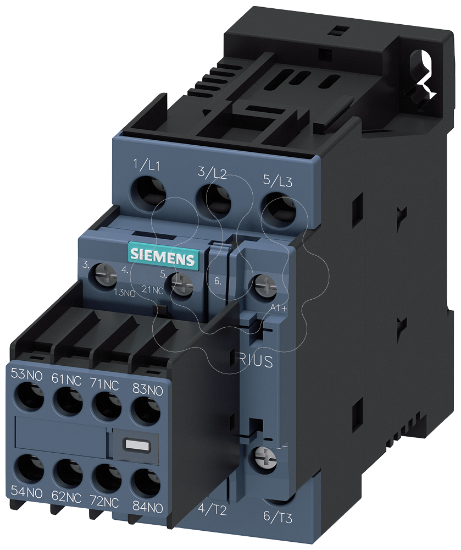Imagem de Contactor, AC-3e, 17 A/7,5 kW/400V, 3 polos, DC24V, 3NA+3NF