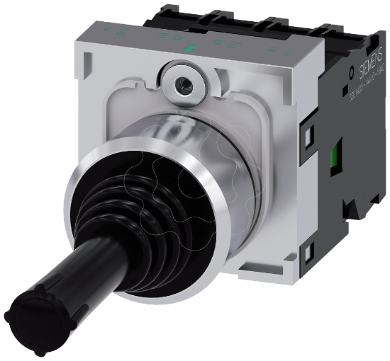 Imagem de Controlador Joystick, 22 mm, redondo, metal, alto brilho, preto, 4 posicoes