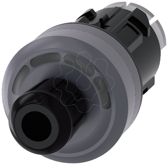 Imagem de Interruptor de chave ID 22mm, redondo, anel frontal de metal, preto