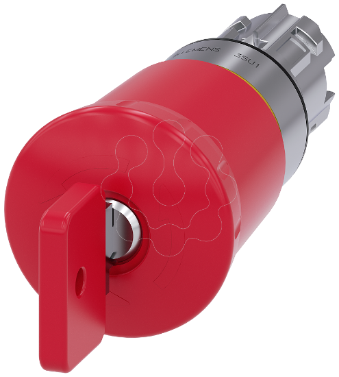 Imagem de Botao cogumelo paragem emergencia, 22 mm, redondo, metal, vermelho, 40 mm, com fechadura O.M.R.