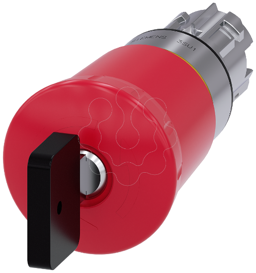 Imagem de Botao cogumelo paragem emergencia, 22 mm, redondo, metal, vermelho, 40 mm, com fechadura Siemens, C