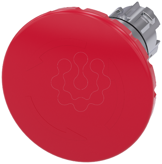 Imagem de Botao cogumelo paragem emergencia, 22 mm, redondo, metal, de alto brilho, vermelho, 60 mm