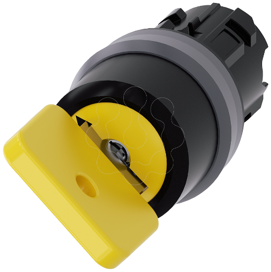 Imagem de Interruptor de chave O.M.R 22mm, redondo, anel frontal de metal, amarelo