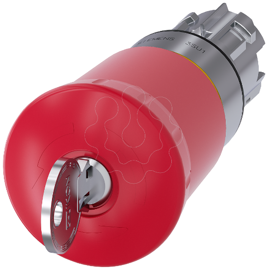 Imagem de Botao cogumelo paragem emergencia, 22mm, redondo, metal, vermelho, com fechadura IKON