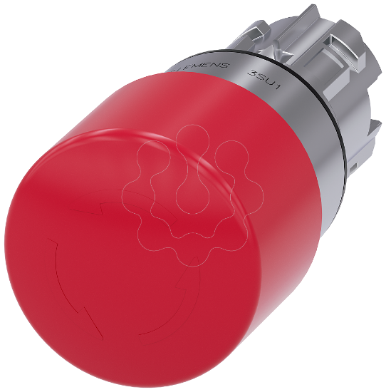 Imagem de Botao cogumelo paragem emergencia, 22mm, redondo, metal, brilhante, vermelho, 30mm