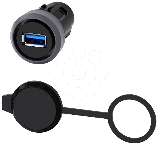 Imagem de Conexao USB, 22mm, metal fosco, cinza arenoso