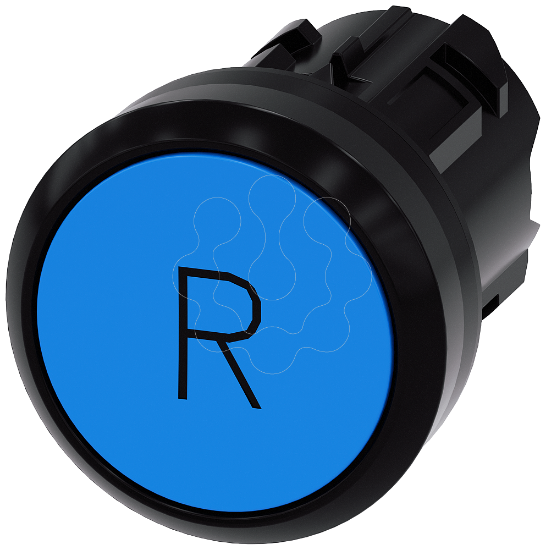 Imagem de Botao de pressao, 22mm, redondo plastico, azul, inscricao: R