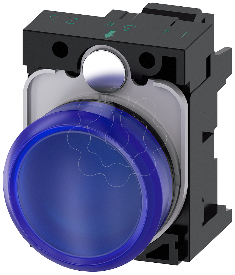 Imagem de Sinalizador luminoso, 22mm, redondo, plastico, azul, lente, plano, 110V CA