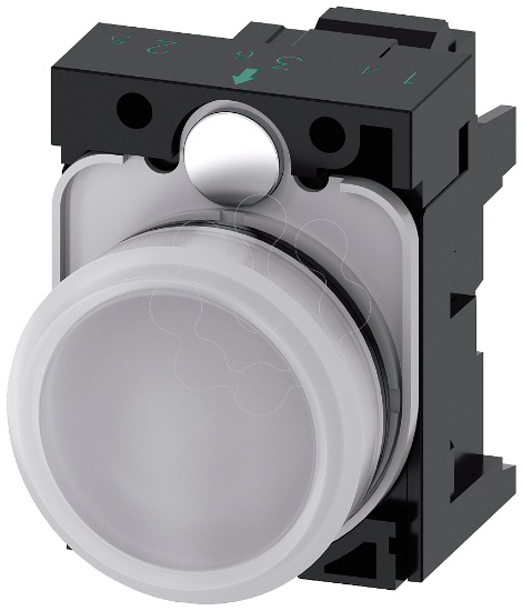 Imagem de Sinalizador luminoso, 22mm, redondo, plastico, branco, lente, plano, 110V CA