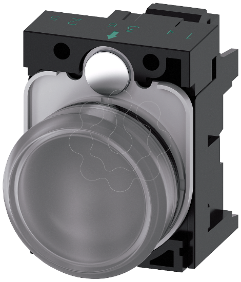 Imagem de Sinalizador luminoso, 22 mm, redondo, plastico, transparente, lente, plano, com LED