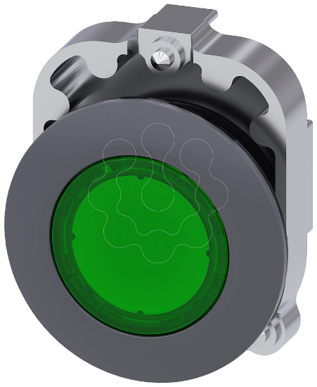 Imagem de Botao de pressao, iluminado, 30mm, redondo, metal, fosco, verde