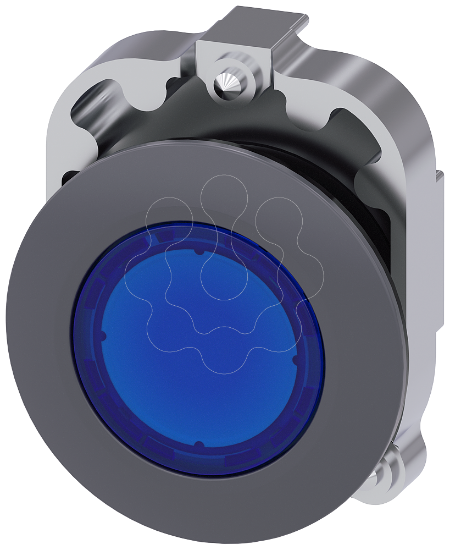 Imagem de Botao de pressao, iluminado, 30mm, redondo, metal, fosco, azul