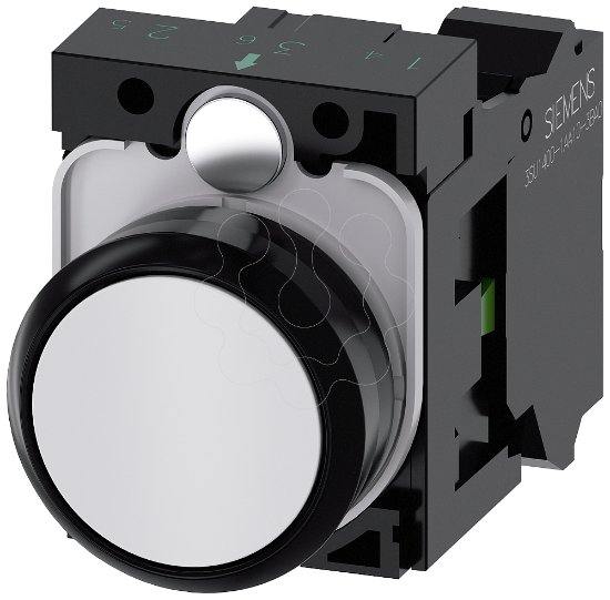 Imagem de Botao de pressao, 22mm, redondo plastico, branco, 1NA