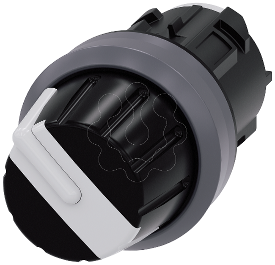 Imagem de Interruptor com manipulo iluminado, 22mm, redondo, plastico com anel frontal de metal, branco