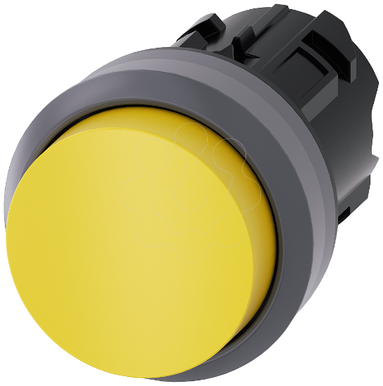 Imagem de Botao de pressao, 22mm, redondo, plastico, anel frontal de metal, amarelo