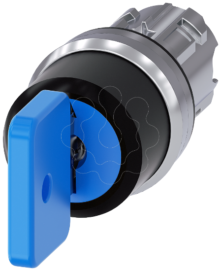 Imagem de Interruptor de chave O.M.R, 22mm, redondo, metal, brilhante, azul