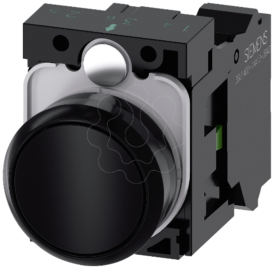 Imagem de Botao de pressao, 22mm, redondo plastico, preto, 1NA