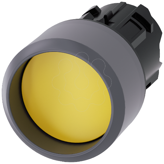 Imagem de Botao de pressao, 22mm, redondo, plastico, anel frontal de metal, amarelo