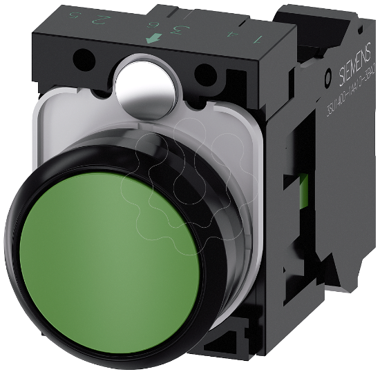 Imagem de Botao de pressao, 22mm, redondo plastico, verde, 1NA