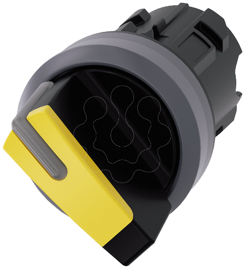 Imagem de Interruptor com manipulo iluminado, 22mm, redondo, plastico, anel frontal de metal, amarelo