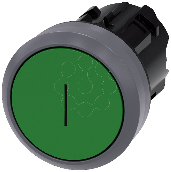 Imagem de Botao de pressao, 22mm, redondo plastico com anel frontal de metal, verde: I