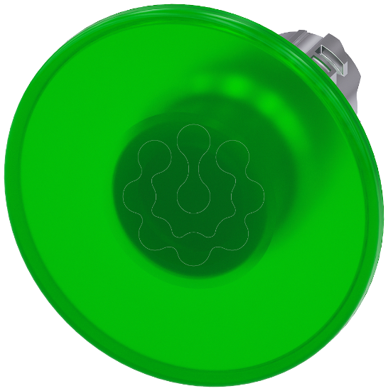 Imagem de Botao cogumelo iluminado, 22mm, redondo, metal, alto brilho, verde, 60mm