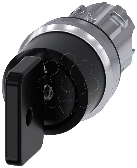 Imagem de interruptor de chave O.M.R, 22 mm, redondo, metal, de alto brilho, preto, 3 posicoes de I-O-II