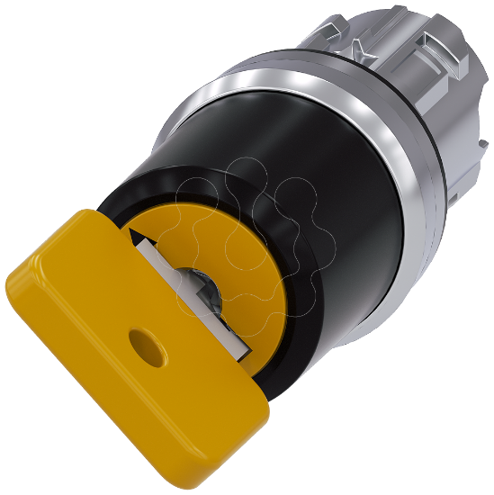 Imagem de interruptor de chave O.M.R, 22 mm, redondo, metal, de alto brilho, amarelo, 2 posicoes de O-I