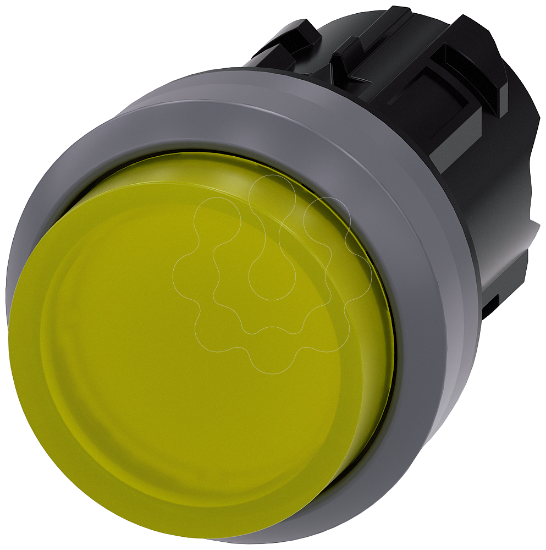 Imagem de Botao de pressao, iluminado, 22mm, redondo, anel frontal de metal, amarelo