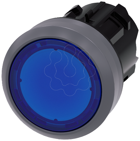 Imagem de Indicador luminoso em botao 22mm, redondo, anel frontal de metal, azul