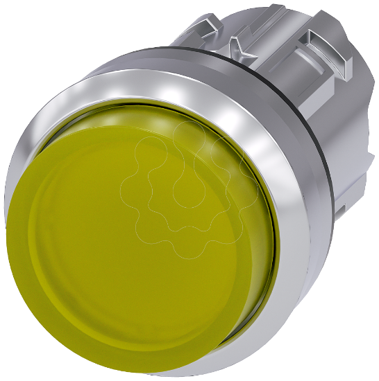 Imagem de Botao de pressao iluminado, 22 mm, redondo, metal, de alto brilho, amarelo
