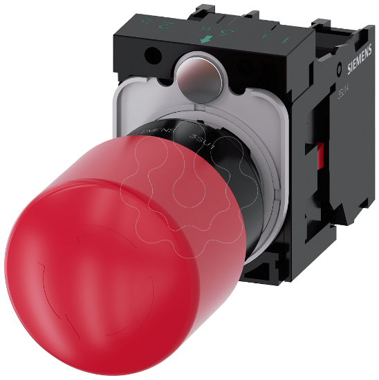 Imagem de Botao cogumelo paragem emergencia, 22mm, redondo, plastico, vermelho, 1NF, 1NF