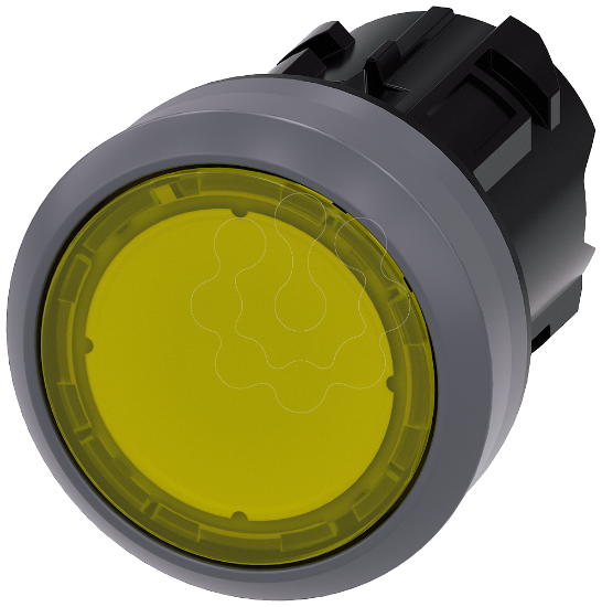 Imagem de Botao de pressao iluminado, 22mm, redondo, anel frontal de metal, amarelo
