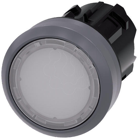 Imagem de Botao de pressao iluminado, 22mm, redondo, anel frontal de metal, branco