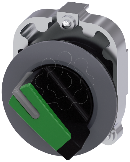 Imagem de Interruptor com manipulo iluminavel, 30 mm, redondo, metal, verde, curto