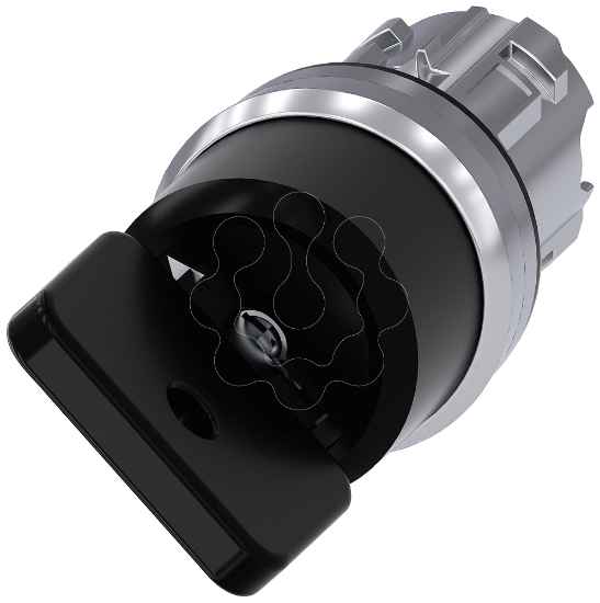 Imagem de Interruptor de chave O.M.R, 22mm redondo, metal brilhante preto