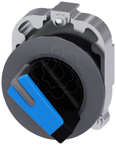 Imagem de Interruptor com manipulo iluminavel, 30 mm, redondo, metal, azul, curto