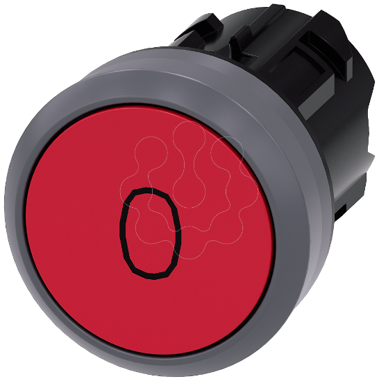 Imagem de Botao de pressao, 22mm, redondo, plastico com anel frontal de metal, vermelho: O