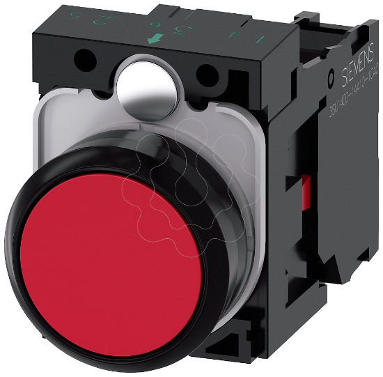 Imagem de Botao de pressao, 22 mm, redondo, plastico, vermelho, plano, 1NF