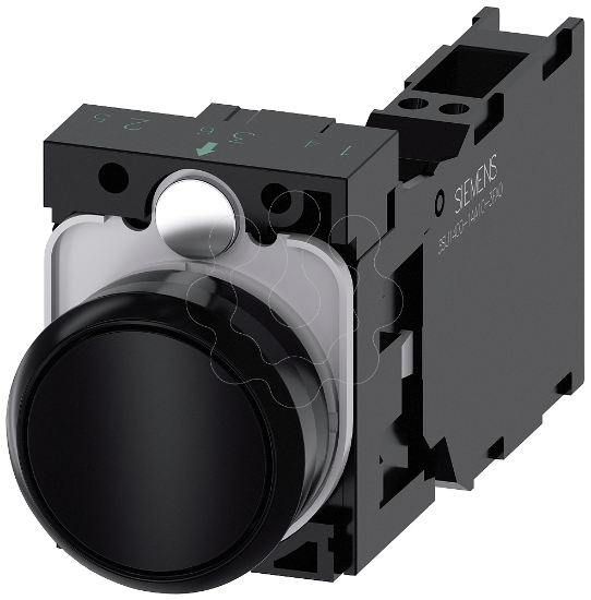 Imagem de Botao de pressao, 22mm, redondo plastico, preto, 1NA+1NF