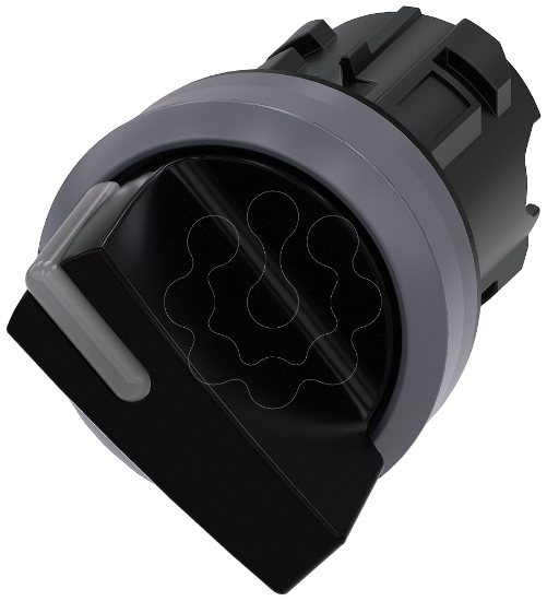 Imagem de Interruptor com manipulo iluminado, 22mm, redondo, plastico anel frontal de metal, preto