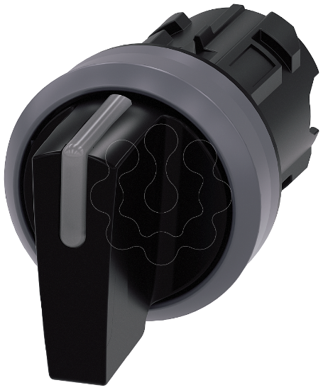 Imagem de Interruptor com manipulo iluminado, 22mm, redondo, plastico anel frontal de metal, preto