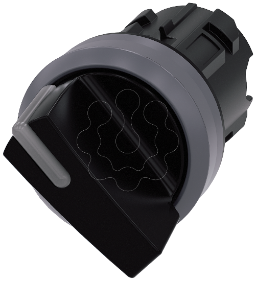 Imagem de Interruptor com manipulo iluminado, 22mm, redondo, anel frontal de metal, preto, manipulo curto