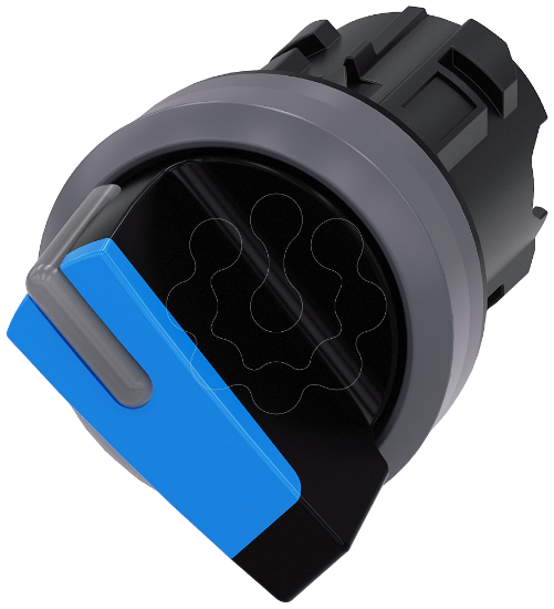 Imagem de Interruptor com manipulo iluminado, 22mm, redondo, plastico anel frontal de metal, azul