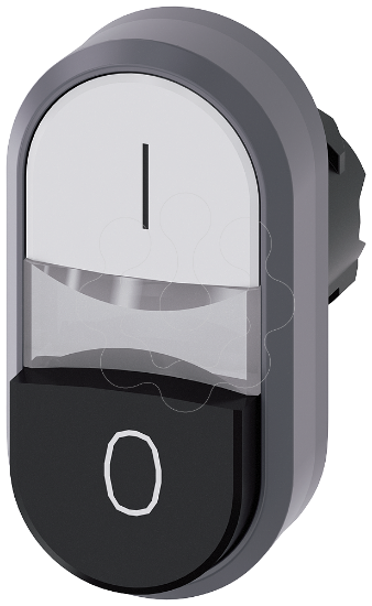 Imagem de Botao de pressao duplo iluminado, 22mm, redondo, anel frontal de metal, branco: I, preto: O