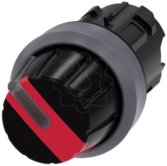 Imagem de Interruptor com manipulo iluminavel, 22mm, redondo, anel frontal de metal, vermelho