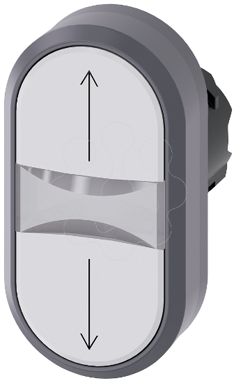 Imagem de Botao de pressao duplo iluminado 22mm redondo, anel frontal de metal branco: Seta