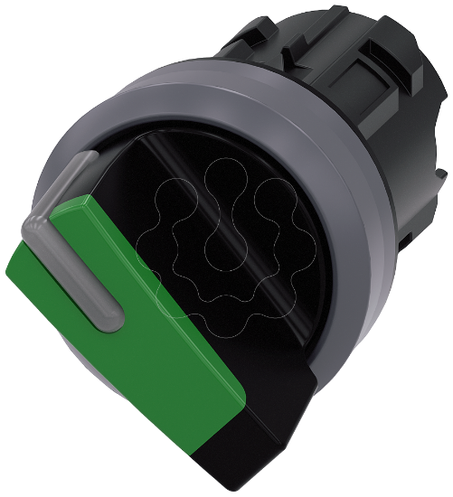 Imagem de Interruptor com manipulo iluminado, 22mm, redondo, plastico anel frontal de metal, verde