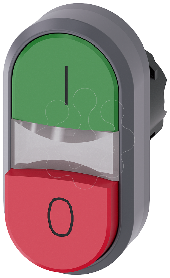 Imagem de Botao de pressao duplo iluminado, 22mm, redondo, anel frontal de metal, verde: I, vermelho: O